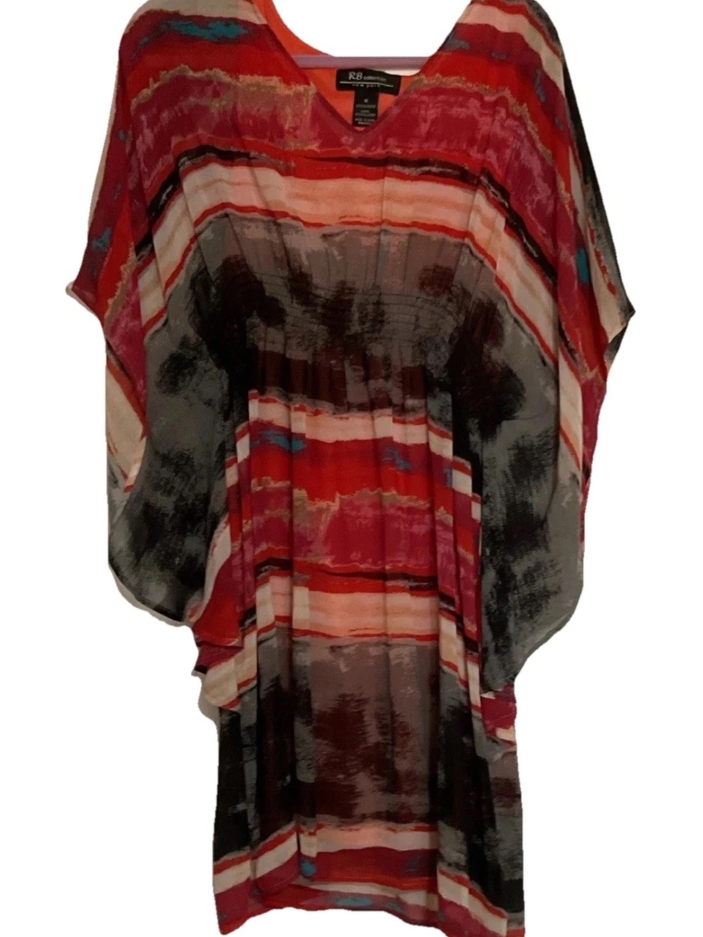Women's Striped V-Neck Breezy Dress, Multi Color - Picture 2 of 5